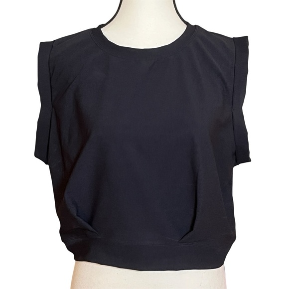 NWT Halara Patitoff Flow Crew Neck Sleeveless Cropped Yoga Tank Top Black Size L - Picture 4 of 11